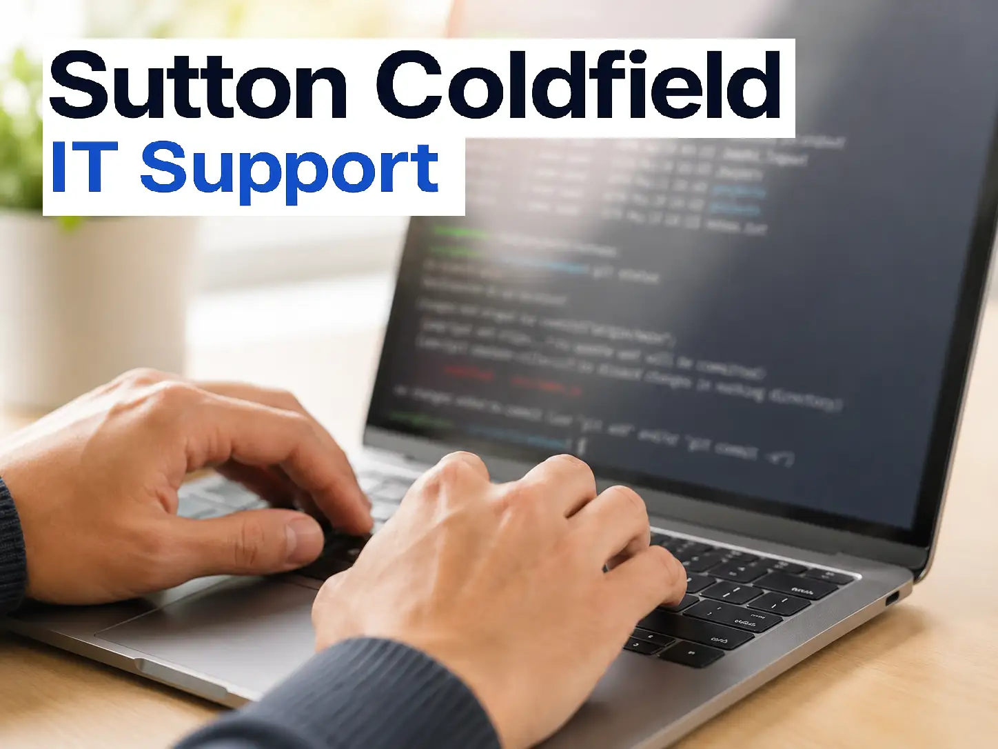 Sutton Coldfield IT Support: hands typing on a laptop keyboard while working on a computer problem